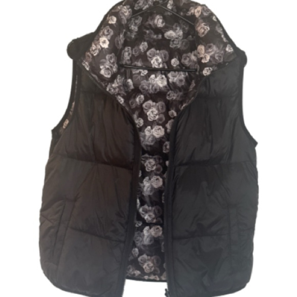 Betsey Johnson Black Vest with Pink Floral Lining